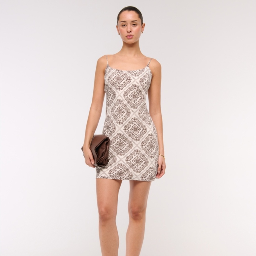 The A&F Julia Slip Mini Dress BROWN PATTERN, XL TALL new with tags